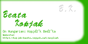 beata kopjak business card